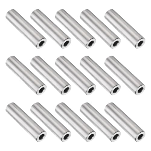 uxcell 15Pcs Aluminum Spacer 1/2" OD x 1/4" ID x 2" Length Screw Standoff Bushing Plain Finish Unthreaded Round Metal Spacer for 1/4" ID Screws Bolts and Rods, Silver 2 Inch