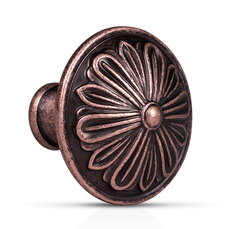 Antique Copper Kitchen Cabinet Knobs Vintage - 16 Pack Solid Zinc Alloy Single Knobs - 1.4” Round Vintage Copper Knobs for Cabinets and Dresser Drawers, Rustic Farmhouse Bathroom Cabinet Knobs Antique Copper