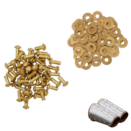 Lord of Battles Mushroom Head Rivets - Heavy Duty Solid Rivets Perfect for Wood, Metal, Leather & DIY Projects, Plate Armour or Helmets Repair 10mm Mushroom Head - Set of 50