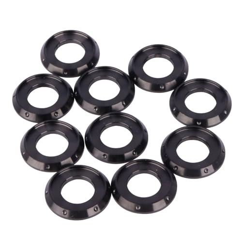 10Pcs Titanium Flange Washer M5 M6 M8 M10 Spacer Washer for Motorcycle Car (Black, M10) Black