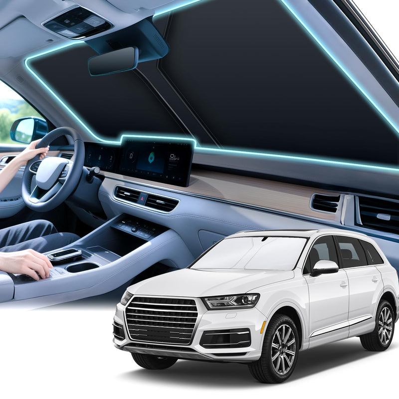 SINGARO 300T Universal Car Windshield Sun Shade, Foldable Reflective for Windshield & Window Shades with Overlapping Design, Car Interior Accessories (55" L x 26.7" W) Standard