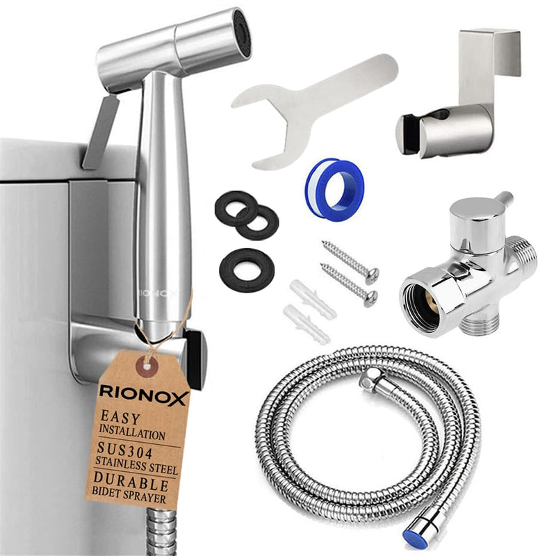 Handheld Bidet Sprayer for Toilet - Adjustable Water Pressure Jet, Bidet Attachment for Toilet, Easy Installation, Quality Stainless Steel, Durable Internals, Leakproof Design (Brushed Nickel) Brushed Nickel