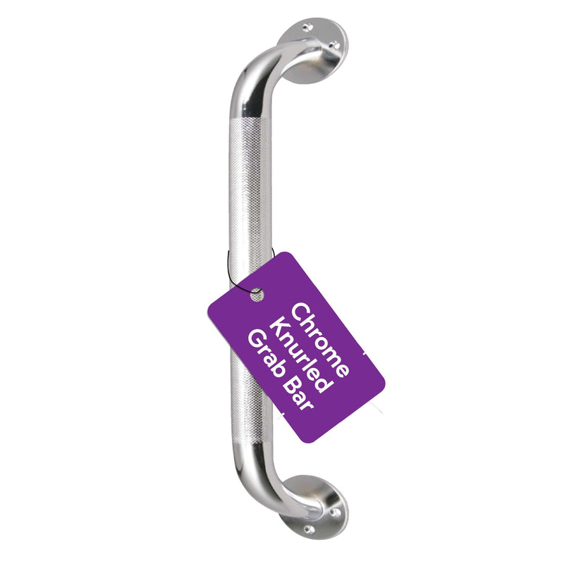 18 Inch Grab Bars for Bathtubs and Showers - Chrome Knurled Bathroom Safety Rail Handle - Non Slip Textured Grip Handicap Grab Bar for Seniors, 250 lbs Weight Support Capacity 18"