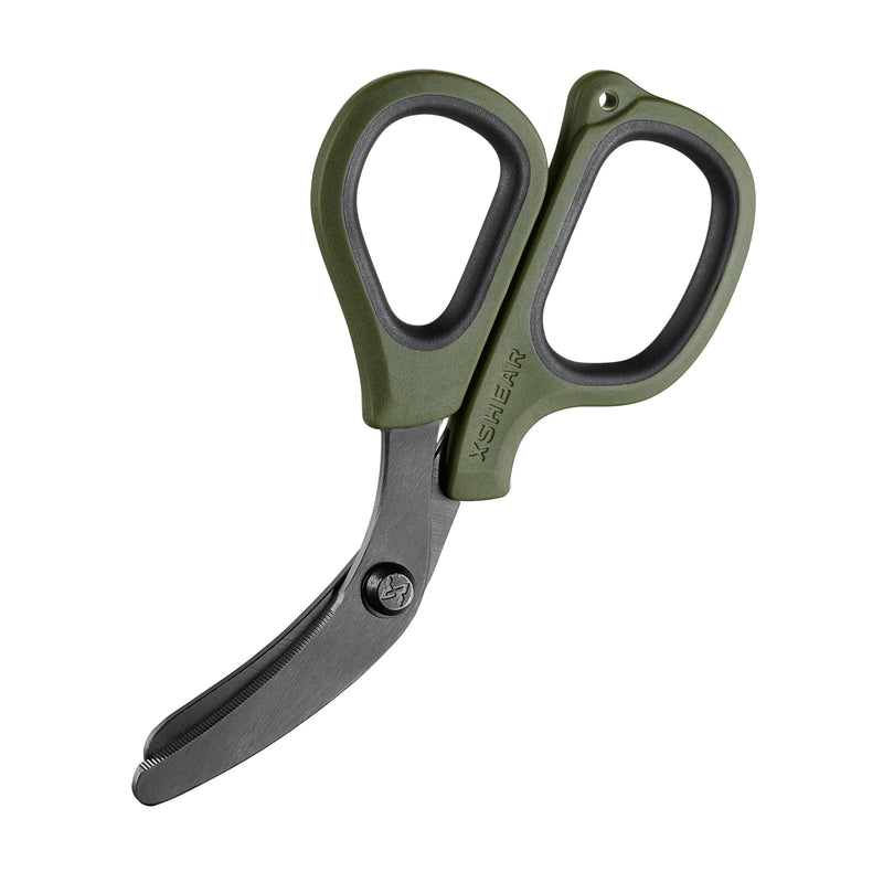 XShear Mini 6" Trauma and Nurse's Shear. Razor sharp and compact scissors, perfect for EMTs, doctors, ICU, wound care and bandages (Olive Drab Green) Olive Drab Green