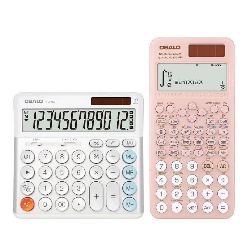 OSALO 417 Function 2 Line Written Display Scientific Calculator Desktop Calculators Extra Large Display Battery & Solar