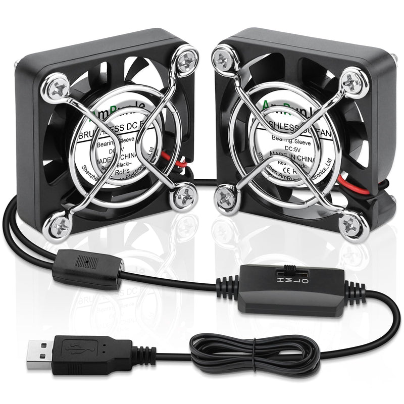 2 Packs USB Fan 40mm x 10mm DC 5V Mini Cooling Brushless Box Fan for Computer Terrarium PlayStation PC Case Xbox Welding Helmet Aquarium Router 40mm x2
