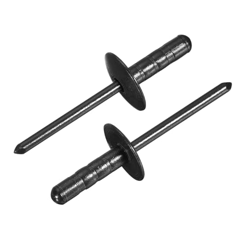 uxcell 50Pcs 3/16" x1/2" Aluminum Blind Rivets, Large Head Multi Grip Aluminum Steel Mandrel Rivets Fasteners for Metal, Furniture, Automotive, Black 3/16"x1/2" 50