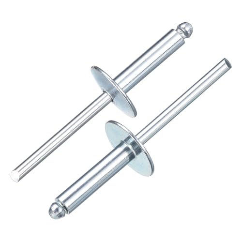uxcell 100Pcs 3/16" x3/4" Aluminum Blind Rivets, Aluminum Grip and Steel Mandrel, Large Flange Fastener Rivets for Metal, Furniture, Automotive, Silver 3/16"x3/4" 100