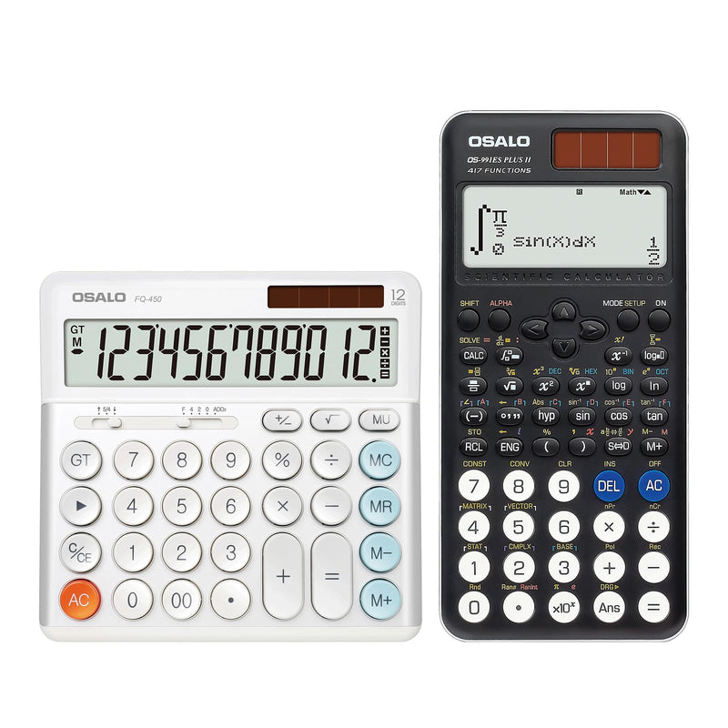 OSALO Scientific Calculator 417 Function 2 Line Solar and Battery Desktop Calculator Extra Large Accounting Calculators