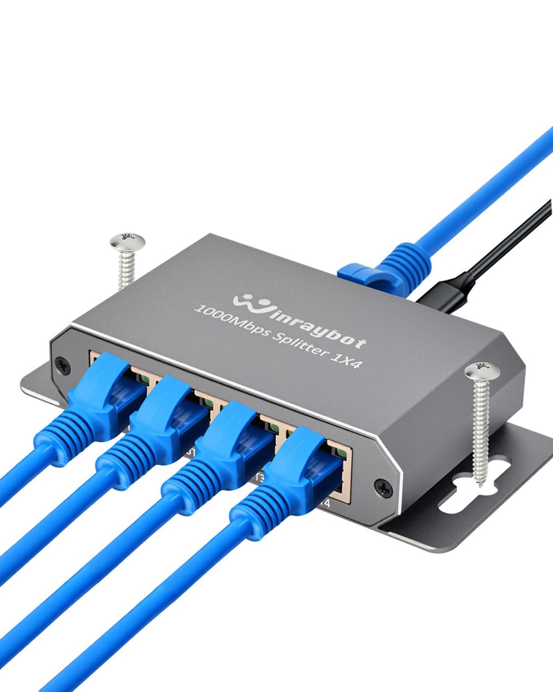 Ethernet Splitter,Ethernet Switch 4 Port,Network switches fixable,Computer Networking switches,gigabit 4 Port switcheEthernet Cable Splitter 1000Mbps Plug & Play Desktop or Wall Mount