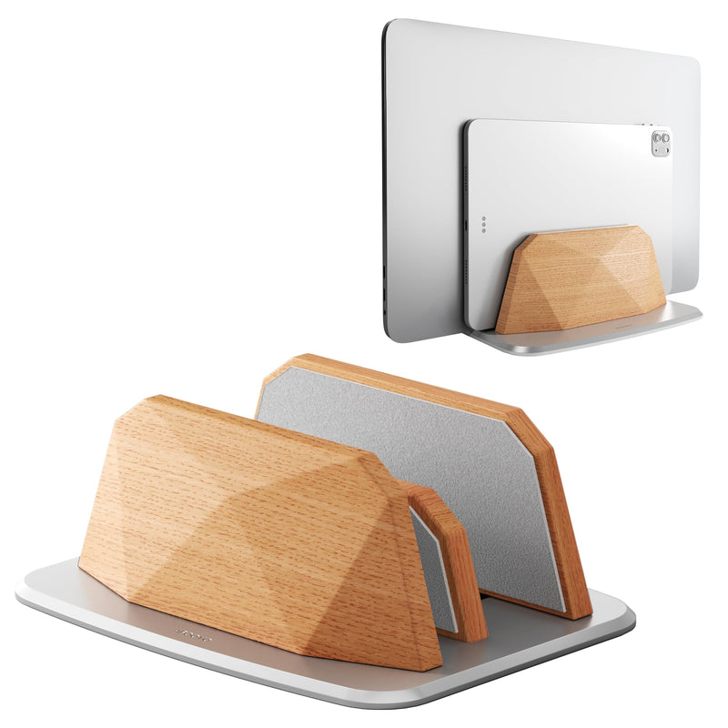 Vertical Laptop Stand - Dual Slots Wooden Adjustable Laptop Holder,Desktop Dock Compatible with All MacBook, Surface,Chromebook,Dell & More(Beechwood) Beechwood