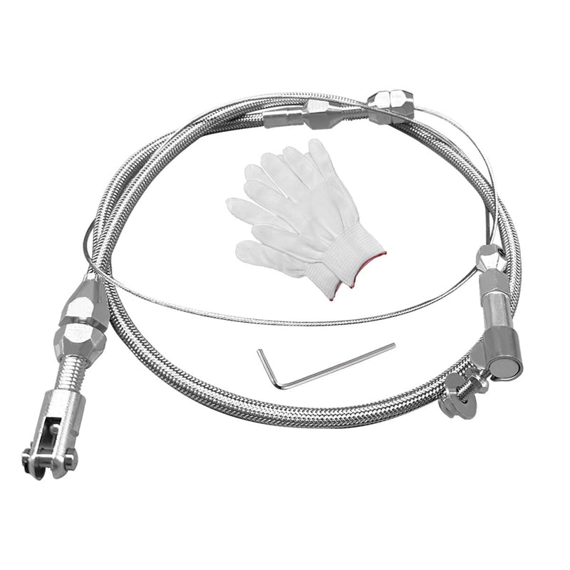 36" Braided Throttle Cable Kit, Universal Accelerator Adjustable Throttle Cables Replacement, Stainless Steel Fuel Line Gas Cable Kit with Aluminum Fitting & Ferrule for Most Vehicles (36 Inch) 36 Inch