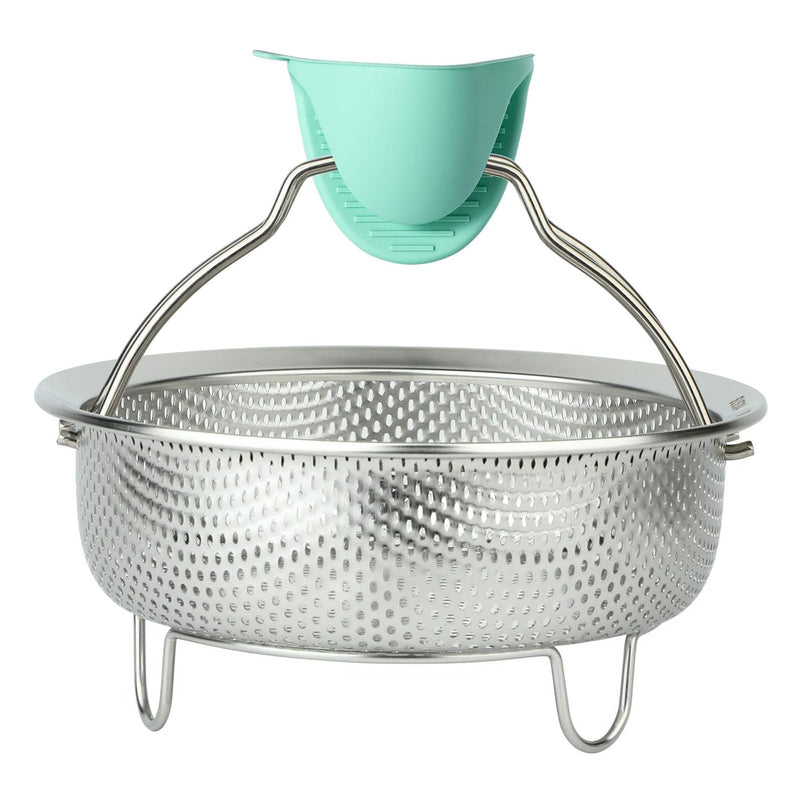 Stainless Steel Steamer Basket - Vegetable & Dumpling Steamer Insert for Pots, Instant Pot Accessories with Handles & Feet, Multi-Purpose Mesh Strainer for Cooking, Fruits (Silvery, Large) Silvery