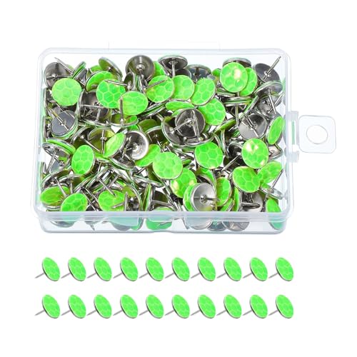 PATIKIL Reflective Tack Trail Marking Tacks, Glow Tacks Reflective Thumb Tacks for Hunting Hiking Camping Tree Stand Green Pack of 200
