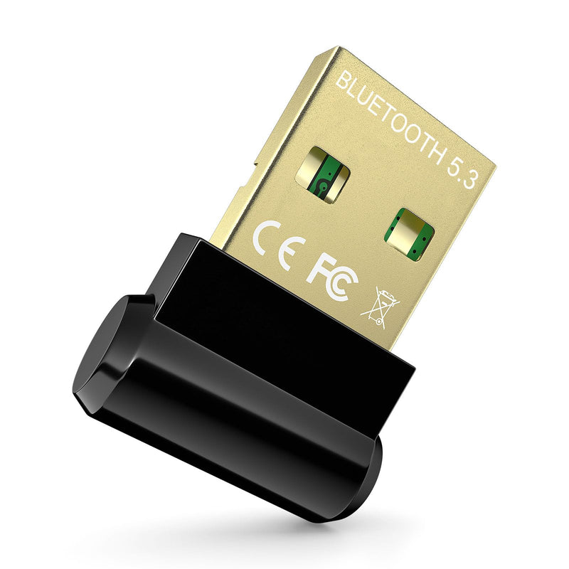 Bluetooth Adapter for Desktop PC, Plug & Play 5.3 USB Mini EDR Dongle Receiver & Transmitter for Laptop Computer Compatible with Headphones Keyboard Mouse Only Windows 11/10/8.1 Small Black-5.3