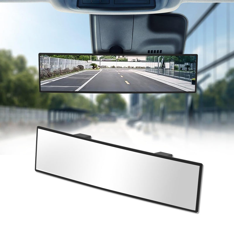 Rear View Mirror, Chrome Anti-glare Panoramic Rear Mirrors Universal 12 Inch Convex Car Interior Clip on Extra Big Wide Angle Rearview Mirror Extender to Reduce Blind Spot for Car SUV Trucks 1