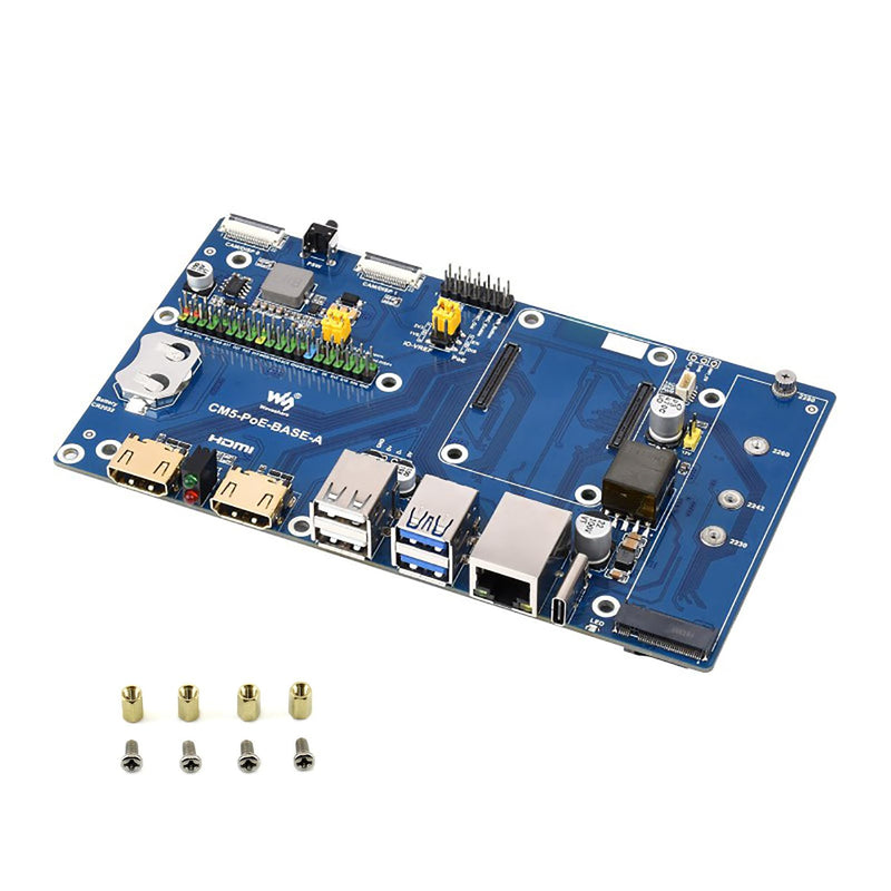 Fits Raspberry Pi Compute Module 5 IO Board with PoE Feature, M.2 NVMe SSD Support, GPIO Header,Ethernet, USB, HDMI, and TF Slot for All CM5 Variants