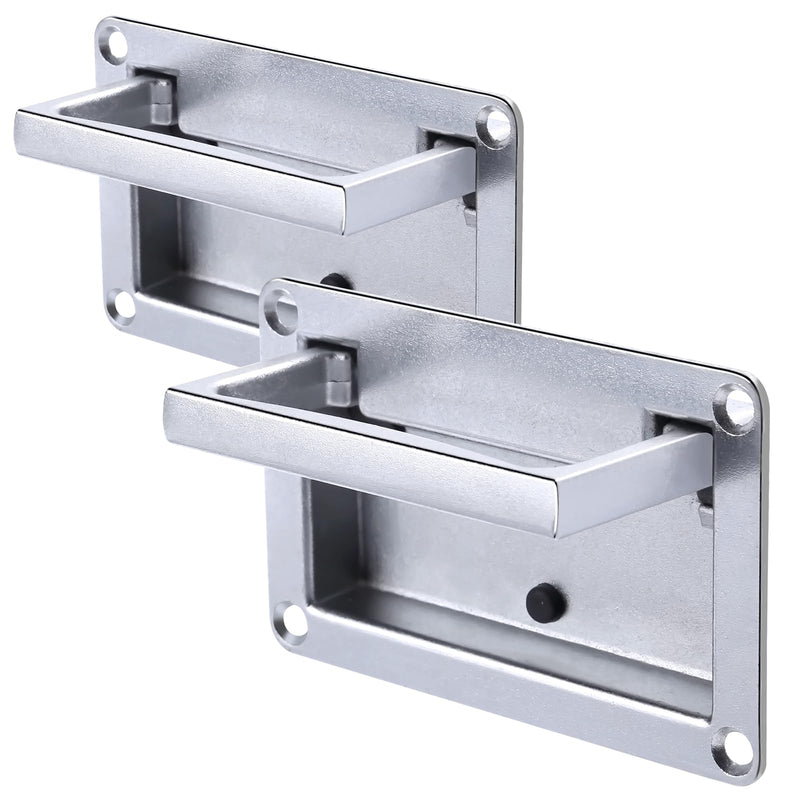 2 pcs 4.3 inch Black recessed Door Pull Handle, Pocket Door Handles,recessed Flush Pull Handle,Mezzanine and Basement Handles 2 Silver