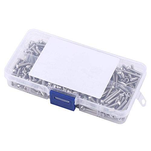 Button Head Hex Socket Head Bolts Screws Nut Assortment Kit, 300Pcs M3 Stainless Steel Hex Socket Screws Nuts with Storage Box, Fastener