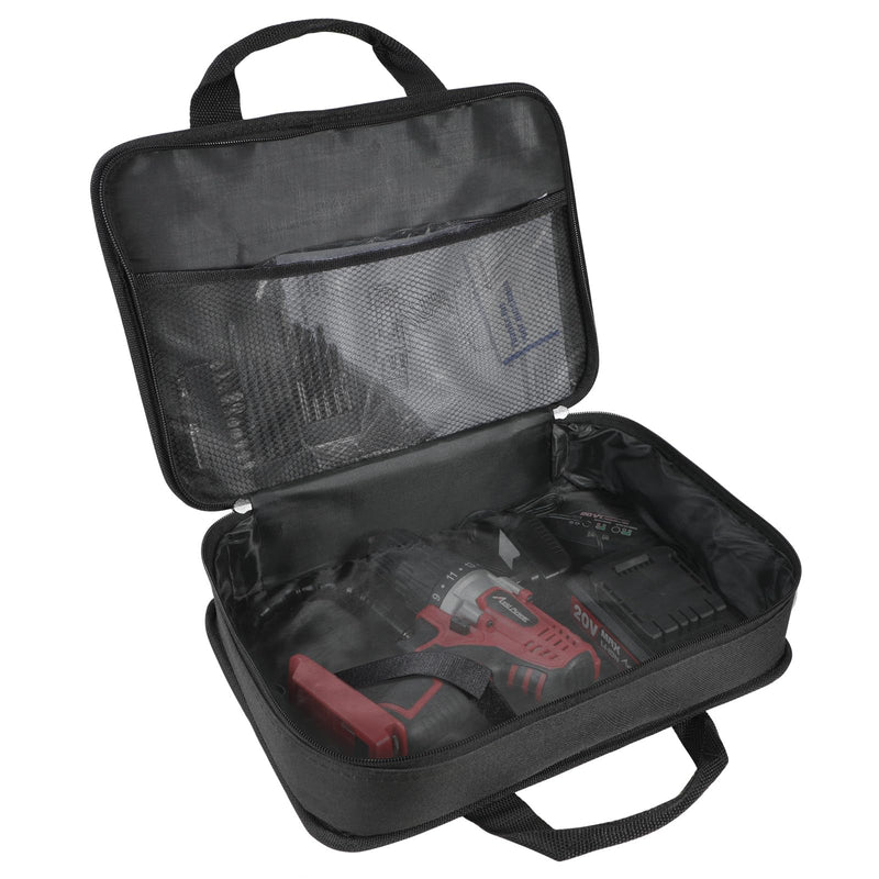 AVID POWER Tool Bag, 12 Inch Tool Storage Carrying Case, Suitable for Cordless Drill, Tire Inflator, Impact Wrench, Soft Canvas Power Tool Pouch with Mesh Dividers & Double Zipper