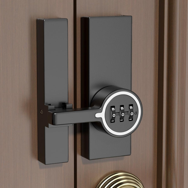 Black (Luminous) 180 Degree Barn Door Lock,Mechanical Password Lock,3 Digit Password Keyless,Flip Latch with Combination,Protect Privacy,for Bedrooms,garages,Cabinets,Windows,Garden,and Bathroom Black (Luminous) 1
