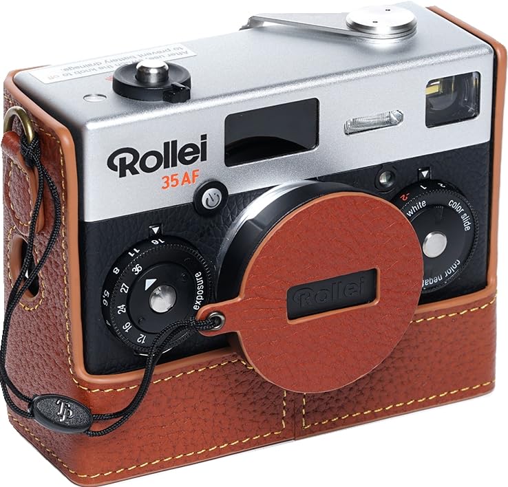 35AF Case, Handmade Genuine Real Leather Half Camera Case Bag Cover for Rollei 35AF With Lens Cover (Brown) Brown