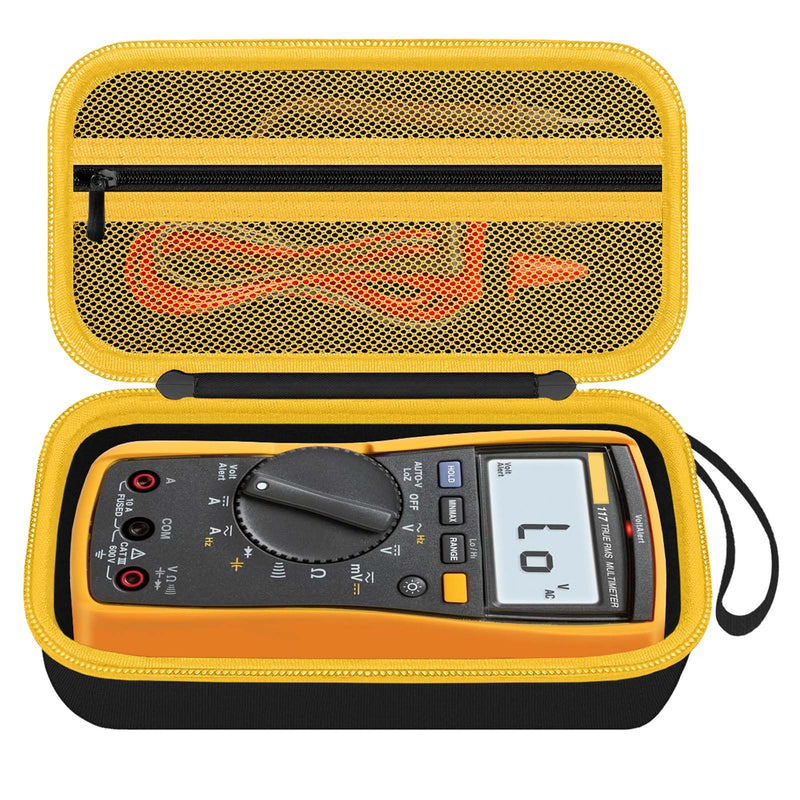 Carrying Case for Fluke 15B+/17B+/Fluke 101/117/115/116/114/113/177/179/233/106/107 Multimeter Testers and Accessories, Multimeter Storage Bag Organizer Box -Black (Case Only) Black