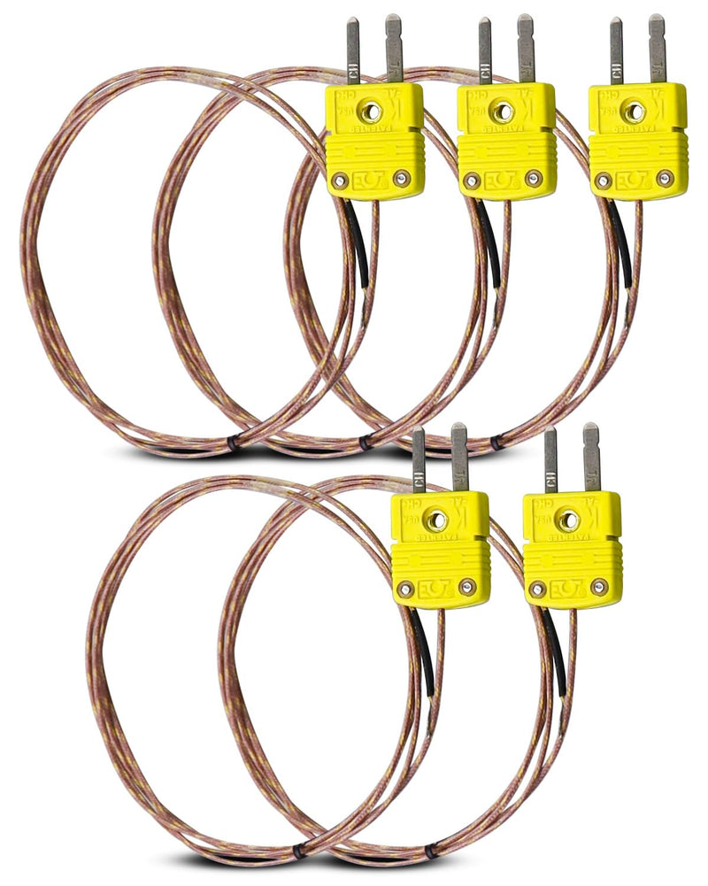 5Pcs K Type Mini-Connector Thermocouple Temperature Probe Sensor, 1 Meter Long Temperature Sensing Line, Measure Range -50°C~482°C (-58°F~899°F) 1 M