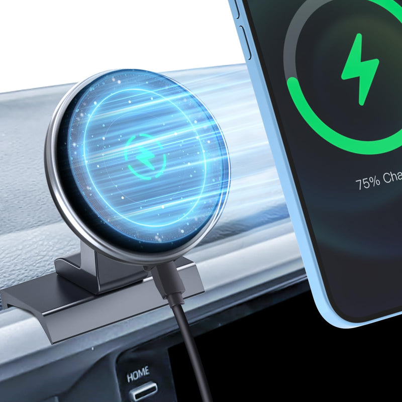 15W Wireless Charging Phone Mount Compatible with Toyota Tacoma 2016-2023 | 20x Strong Magnet | Aluminum Alloy Dashboard Mount | 3rd Gen | 360° Adjustable | Fast Charge | Fits All Smartphones Magnetic Charge