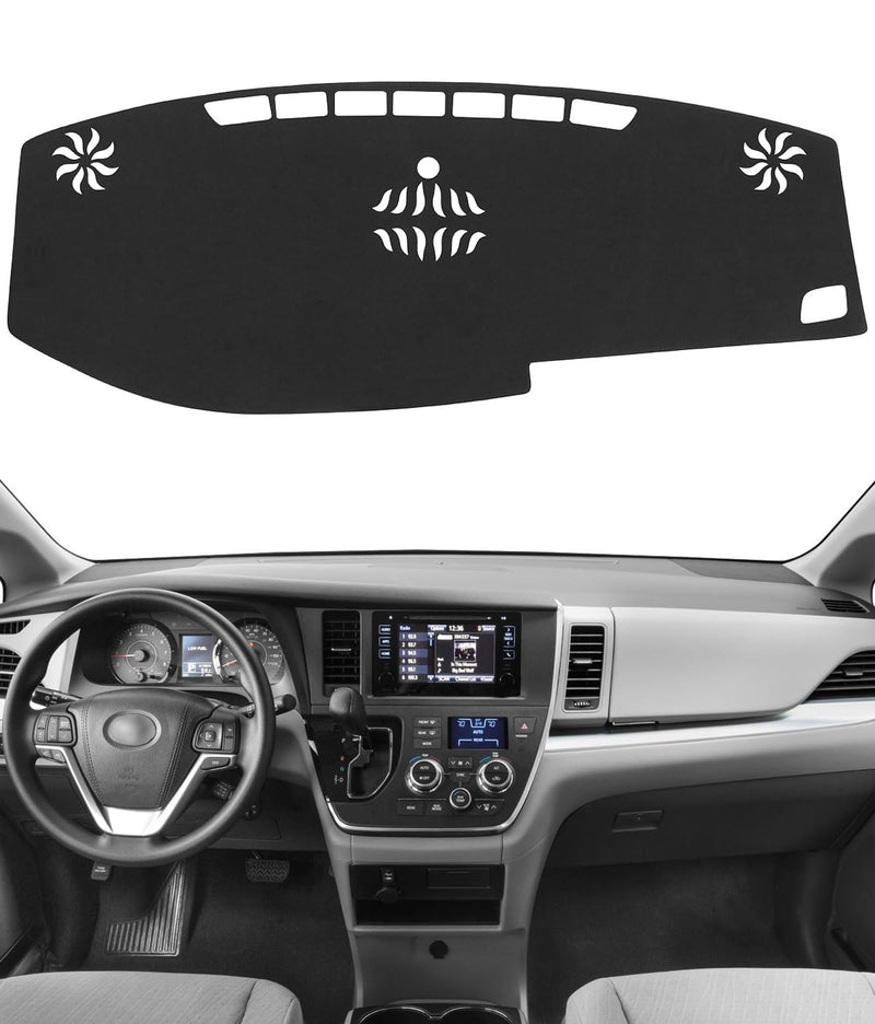BIBLOZ Dash Cover for Toyota Sienna 2015-2020 Accessories Black Flannel Dashboard Cover Mat Car Dashboard UV Sun Protection 2015-2020 Sienna