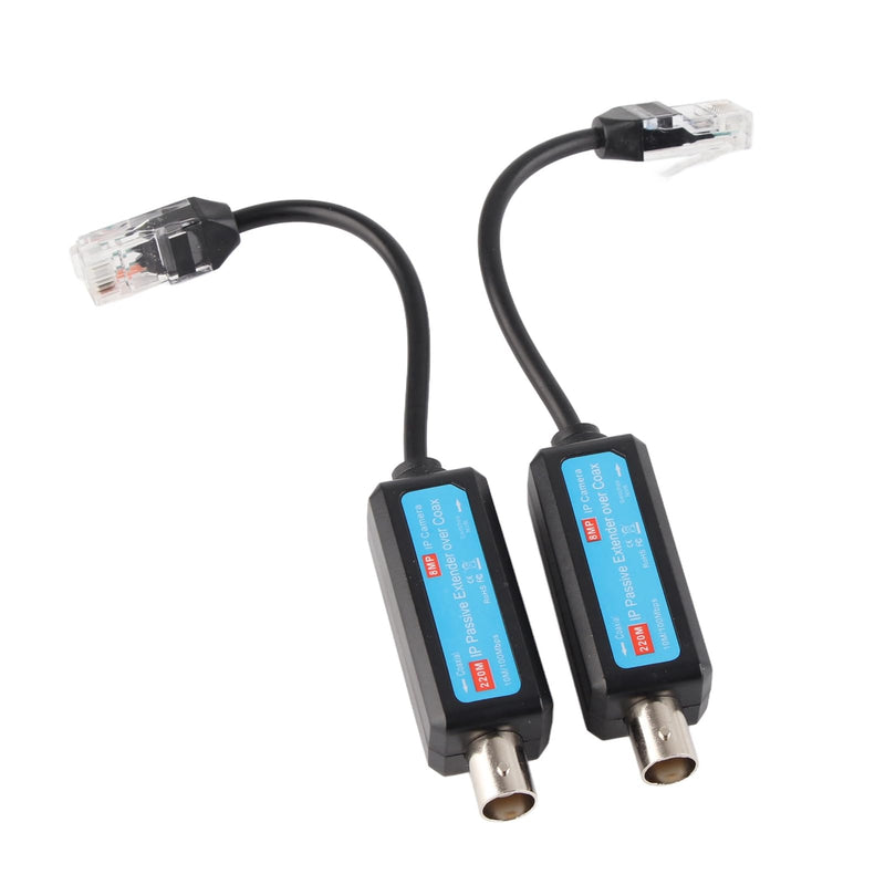 Network Coaxial Transmitter, 1Pair 10/100Mbps Passive IP 1CH Ethernet Over Coax Receiver Extender for IP NVR Camera