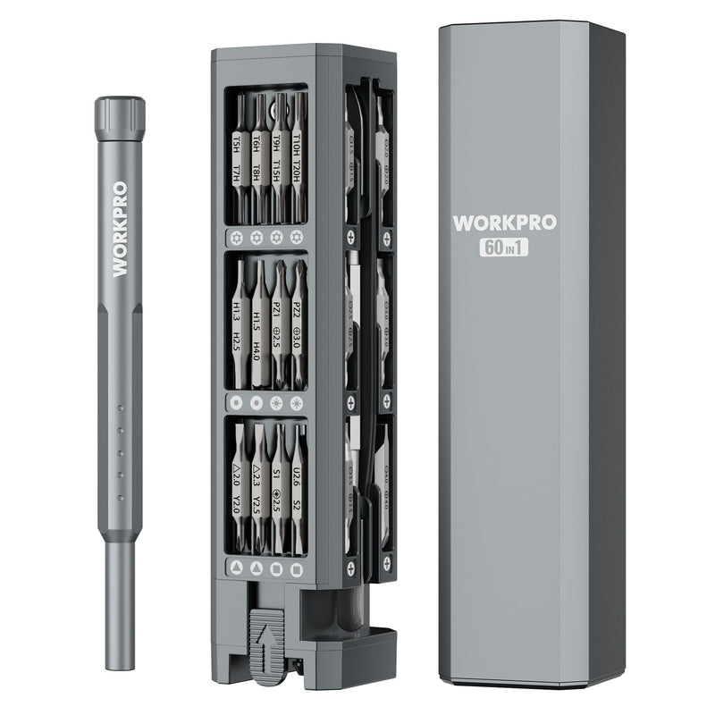 WORKPRO 60-in-1 Precision Screwdriver Set with Pop-up Magnetic Case, Well-organized CRV Small Screwdrivers, 360°Spin Mini Screw Driver Kit for Electronics, Phone, Computer, PC, Watch, Eyeglass