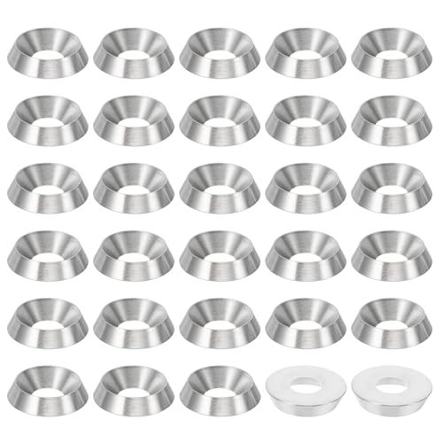 PATIKIL M6 Finish Countersunk Washer, 50pcs 16mm Dia. 3.5mm Tall Solid 304 Stainless Steel CNC Cup Washer Flat Screw Head Gasket for Constructions, Taper M6 x 16mm x 3.5mm 50