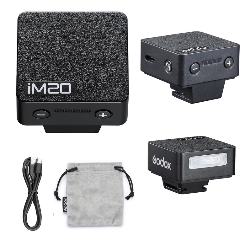 GODOX iM20 Mini Camera Flash, 440 Full-Power Flashes Mini iFlash Speedlite with Five-Level Adjustment, 3s Recycle Time,470mAh Li-ion Battery Black