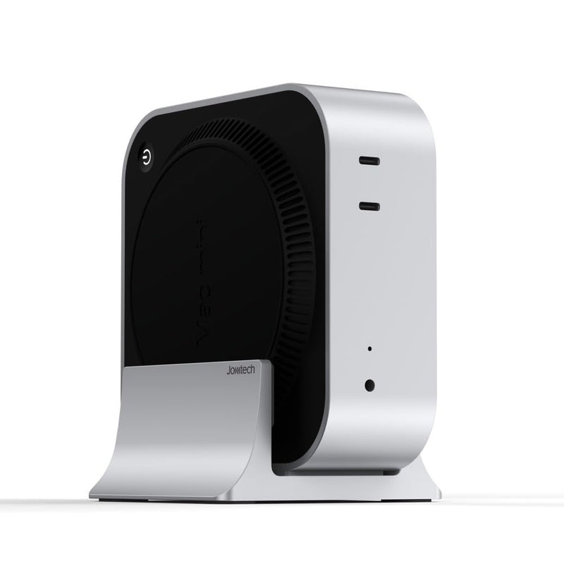 M4 Mac mini Vertical Stand Holder, a Solid Metal Base Organizer Compatible with Apple M4/M4 Pro Mac mini to Improve heatsink and Power Button Operation - Silver JK-M4A14S