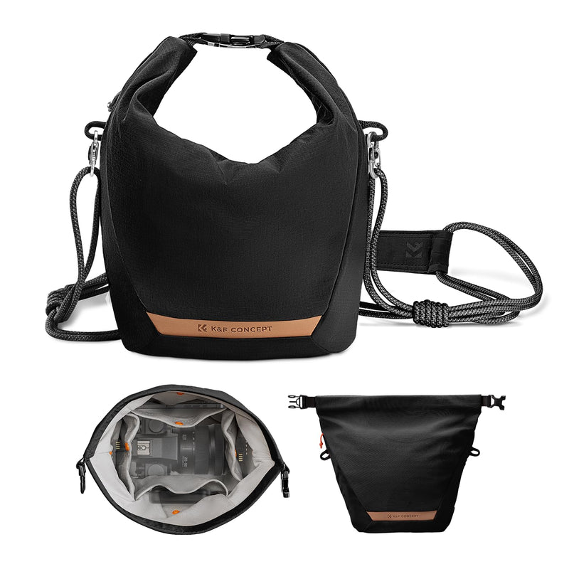 K&F CONCEPT Camera Sling Bag Small Camera Compact Case | Cute Soft Camera Pouch, Handbag, for Urban Street Photography, BS05 01-Black