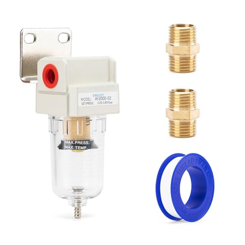 1/4" NPT Air Dryer for Compressor | Compressed Air Line Filter | 5 Micron Brass Element|Bracket, Poly Bowl, 145 psI 1/4" NPT