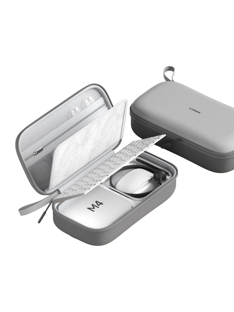 Hagibis Electronics Organizer Travel Case for Mac Mini M4/M4 Pro 2024 Portable Waterproof Carry Case for Cable, Charger, Docking Station, Power Bank, SD Card, Mouse, USB Flash Disk (Grey) Grey