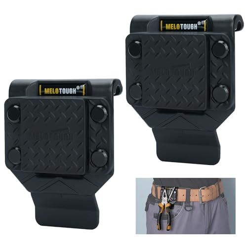 MELOTOUGH Magnetic Tool Holder Strong Magnetic Belt Clip for Screws,Nails,Wrench,Hammer,Pliers,Screwdriver,Trowel,Sockets - Fits Up to 2.7" Belt (Black)