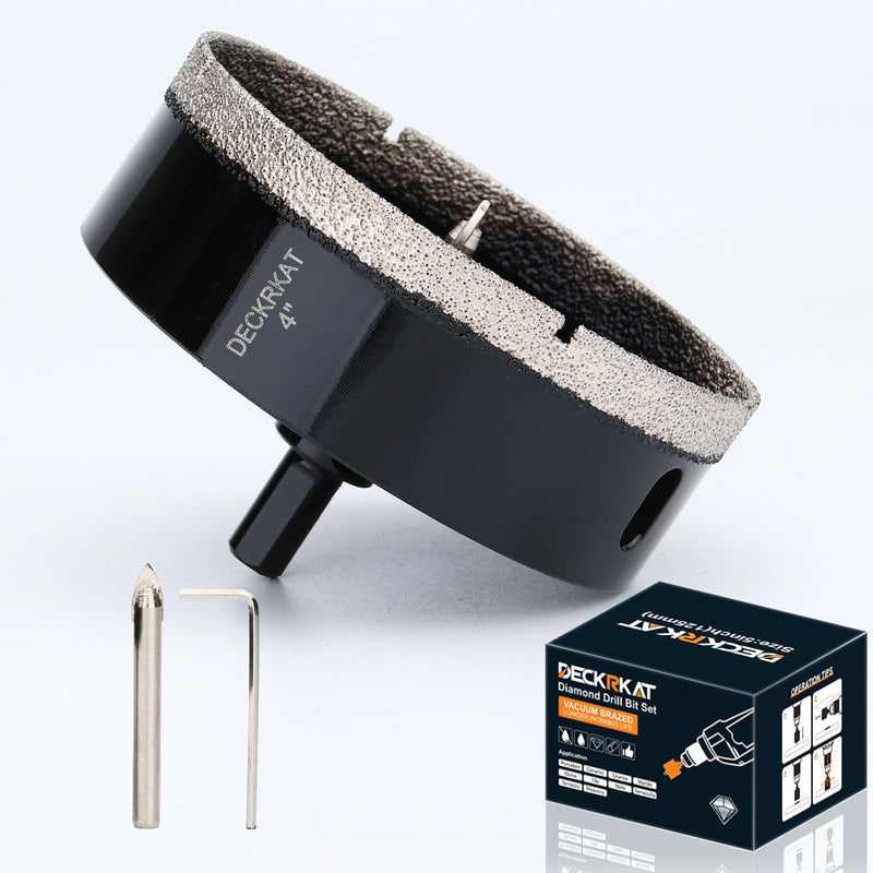 4 inch Diamond Hole-Saw Bits with Pilot Drill Bit -4" Diamond Tipped Tile Hole Saws with Guiding Bit Accurate Drilling for Porcelain Tile Ceramic Pottery Granite Stone Glass Bottles 102mm. 4”