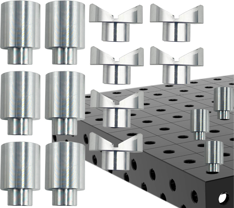 Welding Table Fixture Pins 12 Pcs 5/8 x 1 x 1.5 Stop Alignment Aluminum Accessories Square V-Groove Round Tubing Quick Setup Fixturing Kit (12Pcs Fixture Pins) 12Pcs Fixture Pins