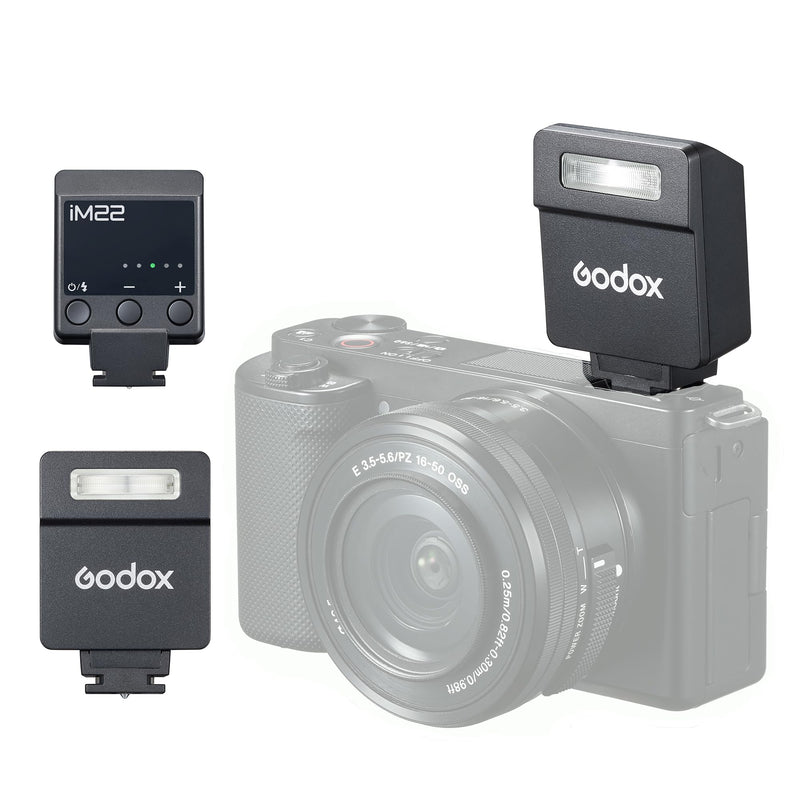 GODOX iM22 iFlash Camera Flash, 440 Full-Power Flashes Mini Flash Speedlite with Five-Level Adjustment, Built in Lithium Battery for Fuji, for Canon, for Nikon, for Sony, for Olympus Camera Black