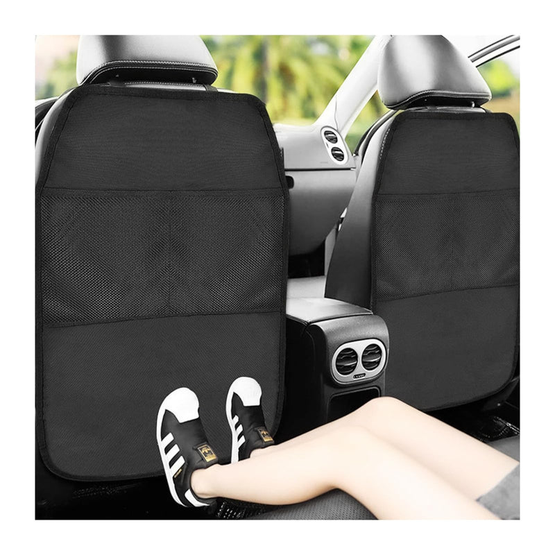2 PCS Kick Mat Back Seat Protector, Waterproof Car Backseat Protective Kick Mat with 2 Mesh Pockets, Large Vehicle Seat Back Kick Mat Organizer for Kids, Car Accessories 2 PCS