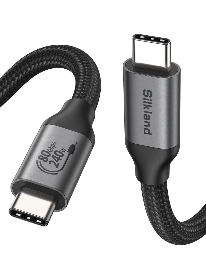 Silkland 80Gbps USB 4 for Thunderbolt 5 Cable, [USB-IF Certified] 120Gbps Bandwidth for 16K/Dual 8K, 240W Charging, High Speed USB C Cable Compatible Thunderbolt 4, MacBook,iPhone 17, Mac Mini,SSD,4FT 4 Feet