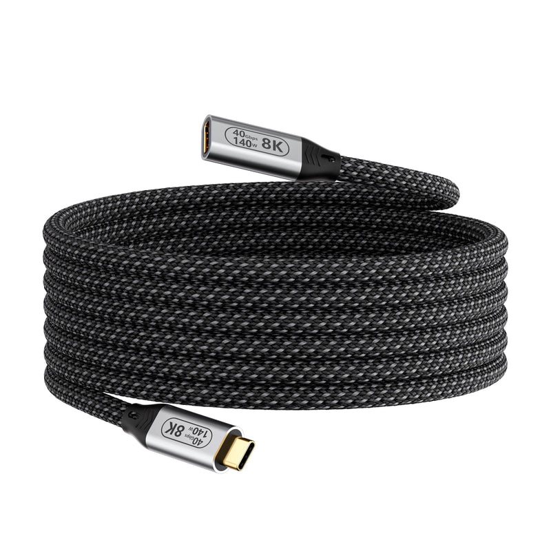 USB-C Male to Female Extra Long 10ft/3M USB4 Data Cable, Compatible Thunderbolt 4, 8K Video Transmission, 40Gbps Data Transfer, 140W PD Fast Charging 8K Video for monitor extension cable 10FT