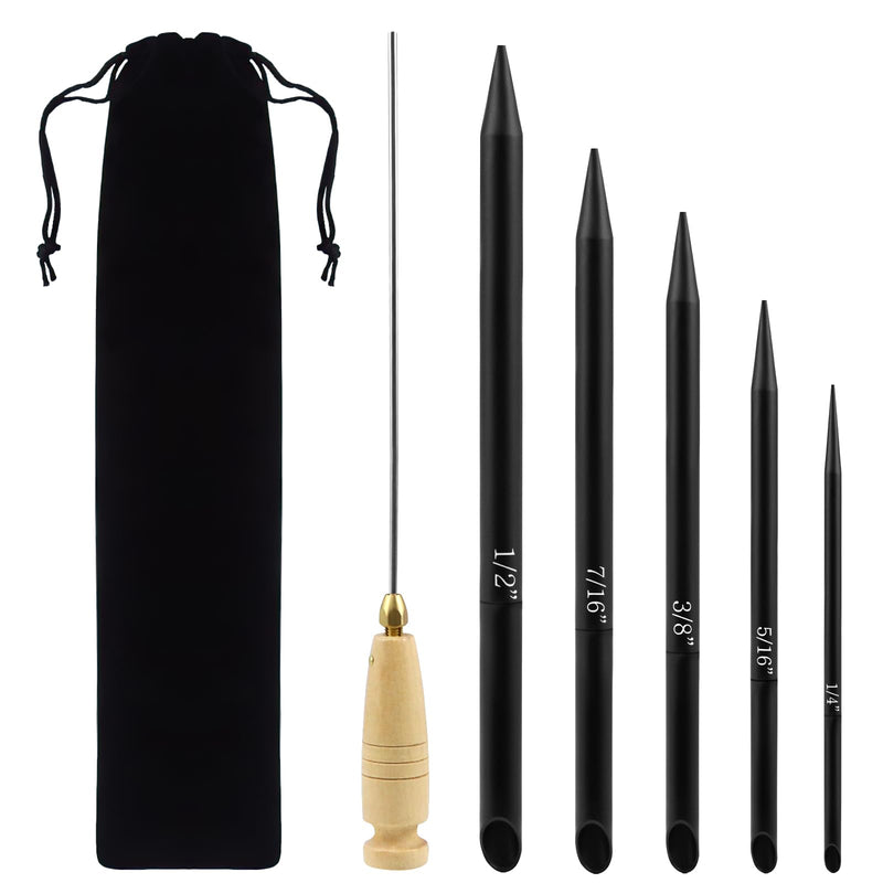 6-in-1 Rope Splicing Tools FID Kit for 1/4", 5/16", 3/8", 7/16" & 1/2" Double Braid Eye Rope, Black Aluminum, Universal Fit for Truck, Boat