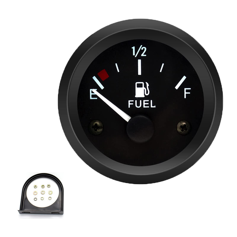 52mm Fuel Level Gauge, 2" E-1/2-F Pointer 12V, Universal Fuel Tank Meter with LED Backlight for Car RV Yacht Boat Motorcycle (White) white
