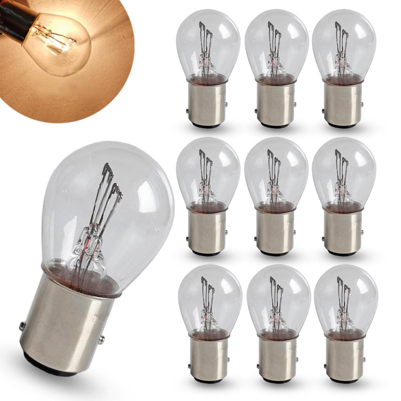 10 PCS Car S25 BAY15D Brake Bulb, 6V 21/5W High Brightness Waterproof Double Filament Bulb, Clear Light Double Contact Brake Tail Light for Most Motorcycles, Plug and Play (White) 10 PCS White #BAY15D