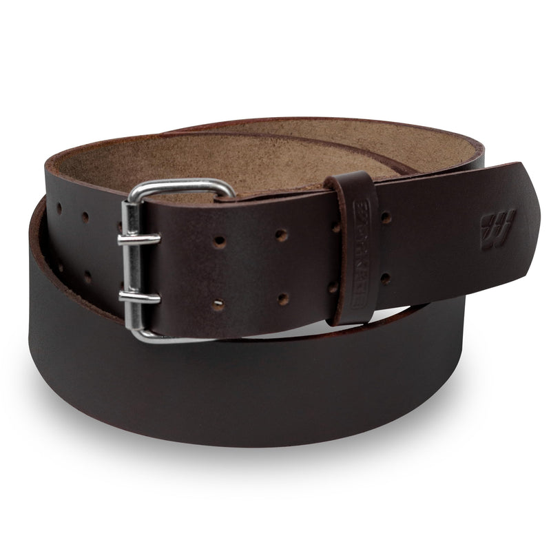 Leather Belt | 2-Inch Heavy-Duty Full Grain Double Prong Belt | Premium 4mm Thick Adjustable Belt for Men's | Durable & Comfortable Fit(Brown, 30"-34" (Small)) Brown 30"-34" (Small)