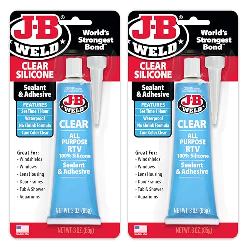 J-B Weld 31310 Clear All-Purpose RTV Silicone Sealant and Adhesive - 3 oz. - 2-Pack 3OZ 2 Pack